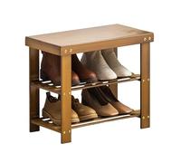 Générique Banc à Chaussures en Bambou pour Couloir, Étagère de Rangement Rustique À 3 Niveaux avec Banc, Porte Chaussure Petit Tabouret Idéal for L'entrée et La Porte D'entrée(L50 x W26 x H41cm)
