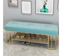 Générique Banc à Chaussures en métal avec Coussin pour entrée, Robuste et élégant, idéal pour la Salle de Bain et la Chambre, Bleu, 120 x 35 x 45 cm - Durable et Confortable