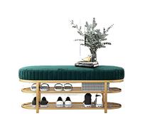 Générique Banc à Chaussures Moderne en Velours avec étagère dorée - Siège d'entrée avec 2 Niveaux de Rangement pour Une Organisation élégante de la Maison (60 x 32 x 43 cm)