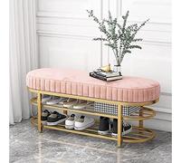 Générique Banc à Chaussures Moderne en Velours avec étagère dorée - Siège d'entrée avec 2 Niveaux de Rangement pour Une Organisation élégante de la Maison (60 x 32 x 43 cm)