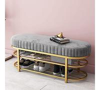 Générique Banc à Chaussures Moderne en Velours avec étagère dorée - Siège d'entrée avec 2 Niveaux de Rangement pour Une Organisation élégante de la Maison (60 x 32 x 43 cm)