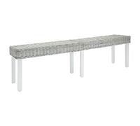 Générique Banc Blanc 160x35x45 cm Rotin kubu Naturel et Acajou Solide,Meubles,Bancs-344877