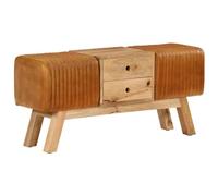 Générique Banc de bok Marron 107 cm Cuir de chèvre véritable,Meubles,Bancs,Bancs de Cuisine & Salle à manger-342211