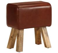 Générique Banc de Gymnastique Vintage en Cuir Véritable et Bois de Manguier Massif, Banc Saut de Cheval Marron avec Rembourrage Épais pour Salon ou Entrée