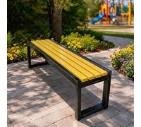 Générique Banc de Jardin Contemporain Solide sans Dossier, Banquette Extérieure en Métal et Bois Composite WPC, Idéal pour Balcon Cour et Jardin, Installation Facile au Sol, 80-180 cm