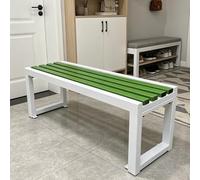 Générique Banc de Jardin Extérieur sans Dossier 2-4 Places, Banquette Extérieur en Bois et Cadre en Métal, Résistant aux intempéries Meuble de Patio Résistant avec Capacité 400kg(White-Green,L120cm)