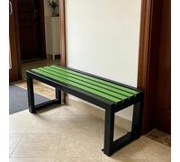Générique Banc de Jardin Extérieur sans Dossier 2-4 Places, Banquette Extérieur en Bois et Cadre en Métal, Résistant aux intempéries Meuble de Patio Résistant avec Capacité 400kg(Black-Green,L120cm)