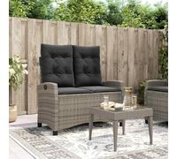 Générique Banc De Jardin Inclinable en Resine Tissee Gris | Dossier Reglable Avec Poignee, Coussins Epais Amovibles Et Lavables, Cadre Acier, Charge Max 110 Kg
