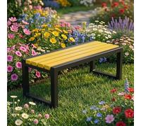 Générique Banc de Jardin sans Dossier en Bois Composite WPC et Métal - Banc d'extérieur Robuste Résistant aux Intempéries - Banquette pour Parc, Terrasse et Balcon - Antivol 150cm
