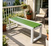 Générique Banc de Parc Extérieur sans Dossier en Bois, Banquette de Jardin avec Structure en Métal Résistant à la Pluie, Meuble de Patio Balcon Cour Chemin 80/100/120/150/180cm(White-Green,L120cm)