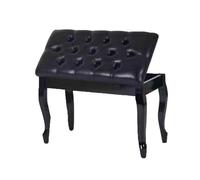 Générique Banc De Piano Double avec Rangement, Banquette De Clavier en Bois avec Coussin en Cuir PU, Peut Supporter Jusqu'à 300 Kg, for Vanité, Salon, Chambre À Coucher(Black)
