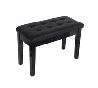 Générique Banc De Piano Double en Bois Massif, Banquette De Clavier De Musique Robuste, avec Coussin en Éponges Haute Densité, for Vanité, Salon, Chambre À Coucher(Black)