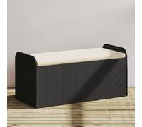 Générique Banc de Rangement avec Coussin Noir 115x51x52 cm résine tressée,Bancs de Jardin,11.8KG-365727
