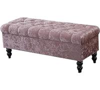 Générique Banc de Rangement en Velours Moelleux, Pouf rectangulaire avec Pieds en Bois, Tabouret à Chaussures relevable, Coffre rembourré pour Le Salon, élégant Couleur Lotus 60 x 45 x 45 cm (24 x 18