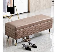 Générique Banc de Rangement Ottoman Luxueux, Banc de Rangement rectangulaire en Similicuir, Banc Multifonction pour entrée, Salon, Maison Moderne, Marron, 80 x 40 x 45 cm