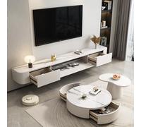 Générique Banc de Rangement pour Salon, Meuble TV Mural avec Rangement intégré, Grand Meuble Bas avec tiroirs et Support pour routeur, (Blanc Roche, 300 x 20 x 24 cm)