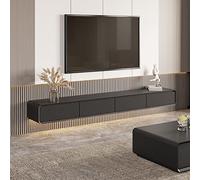 Générique Banc de Rangement pour téléviseur de Salon, Meuble TV Mural Suspendu Moderne, Meuble Bas en chêne Massif avec tiroir, entièrement assemblé, Design élégant et Gain de Place (Noir, 240 x 37 x