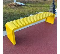 Générique Banc d'extérieur en métal résistant aux intempéries, sans Dossier, Design à Lattes, capacité de Charge de 400 kg, idéal pour Le Jardin, la pelouse, Le Balcon et la Cour - Jaune 150 cm