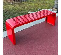 Générique Banc d'extérieur en métal résistant aux intempéries, siège de Jardin à Lattes sans Dossier, supportant jusqu'à 400 kg, idéal pour pelouse, Balcon ou Cour - Rouge, 100 cm / 39,3 Pouces