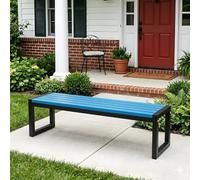 Générique Banc d'Extérieur Solide en Métal et Bois Composite - Banquette de Jardin sans Dossier Résistant à la Pluie et au Soleil pour Terrasse, Vestiaire et Cour - Longueur au Choix 80-180cm