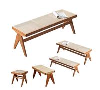 Générique Banc Entree Artisanal, Petit Banc en Bois Rustique Chaise Rotin, Chaise Vintage Salle A Manger, Tabouret À Chaussures de 40/86/128/138 Cm, Banquette Angle D'intérieur(Cherry,40 cm/15.75 in)