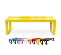 Générique Banc Exterieur Jardin, Banquette en Métal sans Dossier, 100cm 120cm 150cm 180cm Résistant aux Intempéries Meuble de Terrasse avec Siège a Lattes, Siège de Patio Porche Parc(Jaune,150cm)