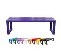 Générique Banc Exterieur Jardin, Banquette en Métal sans Dossier, 100cm 120cm 150cm 180cm Résistant aux Intempéries Meuble de Terrasse avec Siège a Lattes, Siège de Patio Porche Parc(Violette,100cm)