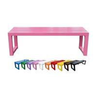 Générique Banc Exterieur Jardin, Banquette en Métal sans Dossier, 100cm 120cm 150cm 180cm Résistant aux Intempéries Meuble de Terrasse avec Siège a Lattes, Siège de Patio Porche Parc(Rose,120cm)