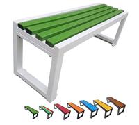 Générique Banc Extérieur Jardin et Balcon, Banquette de Parc sans Dossier Anticorrosion, Mobilier Salon de Jardin Extérieur en Acier et Bois, Charge 400kg 80/100/120/150/180cm(White-Green,L80cm)