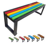 Générique Banc Extérieur Jardin et Balcon, Banquette de Parc sans Dossier Anticorrosion, Mobilier Salon de Jardin Extérieur en Acier et Bois, Charge 400kg 80/100/120/150/180cm(Black-Colored,L100cm)
