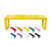Générique Banc Exterieur Jardin sans Dossier en Acier, Banc de Jardin pour Terrasse Pelouse Balcon, Banquette Siège Métal Résistant aux Intempéries Facile a Monter(Jaune,ø180cm)