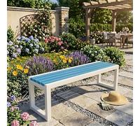 Générique Banc Extérieur Robuste sans Dossier Métal Noir et Bois WPC Anti-Corrosion, Banquette de Jardin Design pour Espace Public ou Privé, Résistance Maximale Intempéries, 80-180cm