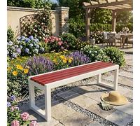 Générique Banc Extérieur Robuste sans Dossier Métal Noir et Bois WPC Anti-Corrosion, Banquette de Jardin Design pour Espace Public ou Privé, Résistance Maximale Intempéries, 80-180cm