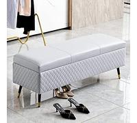 Générique Banc Ottoman de Rangement en Cuir, Banc de Rangement Haut de Gamme, Banc rembourré, Banc de Chambre Moderne, Banc d'entrée Ottoman avec Rangement - Gris Clair 80 x 40 x 45 cm (31 x