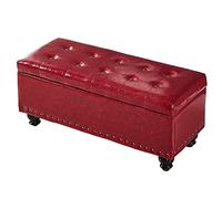 Générique Banc Ottoman de Rangement en Similicuir, Banc d'entrée rectangulaire capitonné avec Garniture cloutée, Pouf rembourré avec Rangement, Repose-Pieds/Table Basse pour Salon/Chambre