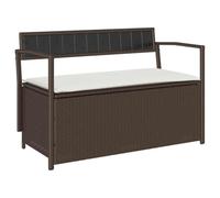 Générique Banc Rangement Jardin Rotin PE avec Coussin Marron | Assise confortable, rangement intérieur avec sac étanche, housse coussin amovible lavable, vérin à gaz sécurisé