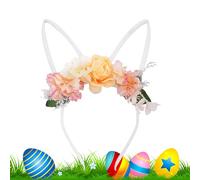 Générique Bandeau Avec Des Oreilles De Lapin | Bandes pour la Tête avec Fleurs | Serre-tête de Pâques pour Filles | pour Déguisement Femmes et pour les Fêtes de Noël Halloween et Saint-Valentin