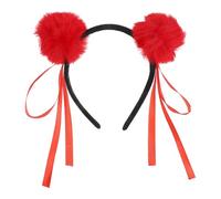 Générique Bandeau Cheveux Garçon et Filles en Peluche Rouge Pompon, Accessoire Confortable et Polyvalent pour Filles, Usage Quotidien ou Fêtes