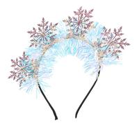 Générique Bandeau de Fête de Noël à Paillettes Flocons de Neige, Serrage-tête Décoratif Rose 4 Flocons Argentés, Accessoires pour Cheveux de Fille, Léger et Élégant pour Fêtes et Photos