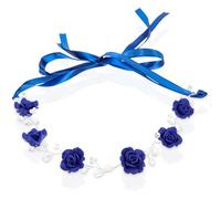 Générique Bandeau de Mariage Bleu Roses en Argile Polymère et Perles, Léger et Portable, Accessoire Élégant pour Cheveux de Fille Lors de Banquets et Fêtes