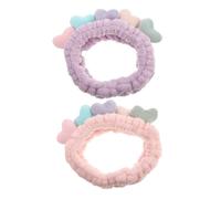 Générique Bandeau en Coton et Polaire pour Se Laver le Visage 2 Pièces Pourpre, Élastique et Confortable, pour Spa et Soins Visage
