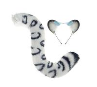 Générique Bandeau Et Queue D'oreilles De Léopard Des Neiges En Fausse Fourrure - Accessoire De Costume De Cosplay Therian En Fourrure Pour Tenues D'anime D'halloween Pour Adultes