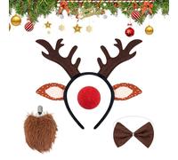 Générique Bandeau et queue en bois de cerf, couvre-chef d'élan mignon, oreilles de queue de cerf, contes de bois de renne de Noël pour l'hiver, fête d'Halloween, tenue de cosplay