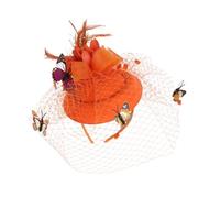 Générique Bandeau Mariage Chic Mini Chapeau en Tissu Orange et Accessoires Décoratifs, Ornement de Cheveux Élégant pour Fête et Anniversaire