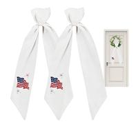 Générique Bandeau pour Couronne du 4 Juillet,Lot De 2 Décorations Résistantes Aux Intempéries,Guirlande Ruban pour Porte Festive - pour Balcon, Porche, Jardin, Patio Et Fête du 4 Juillet en Extérieur