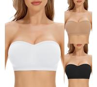 Générique Bandeau sans Couture Soutien-Gorge sans Bretelles Top Tube Extensible avec Coussinets Amovibles pour Femmes