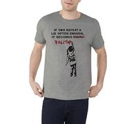 Générique Banksy Lie Enough It Becomes Politics Girl Graffiti T-Shirt en Coton à col Rond pour Hommes Gris Large