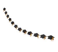 Générique Bannière de Remise de Diplôme Noire Coiffe Diplômé en Papier, Décoration Suspendue pour Fête de Remise de Diplômes et Arrière-plan de Graduation Party
