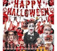 Générique Bannière Halloween Ensemble Fête Déco Gâteau Sanglant à Spirales | Décoration Cupcake Halloween Pour Anniversaire Porche Cheminée Café Boutique Restaurant Accessoires Photobooth
