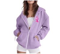 Générique Bannière Octobre Rose Sweatshirts Femme Sweat Long Veste en Jean Sweats À Capuche Garçon Personnalisable Ruban Zippé Gilet Polaire Accessoires sans Accessoire Sweater